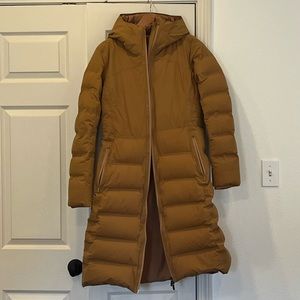 Lululemon Sleet Street Long Jacket Sz 8 Mustard Yellow Down Fill